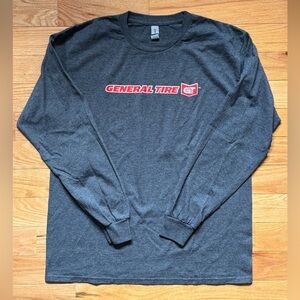 (3/$15) General Tire Men’s Long-sleeve Round Neck Cotton Gray T-shirt, Size L